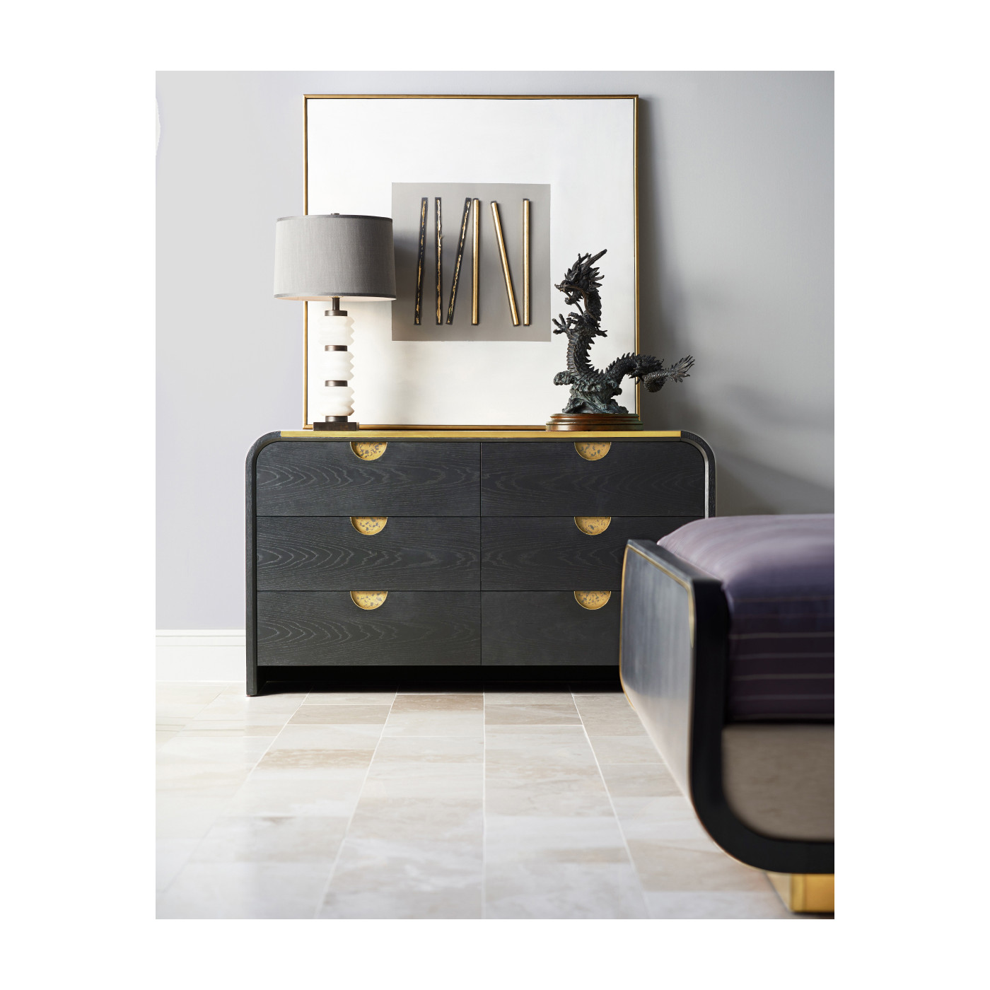 Fusion Curved Ebonised Oak Cali King Bed