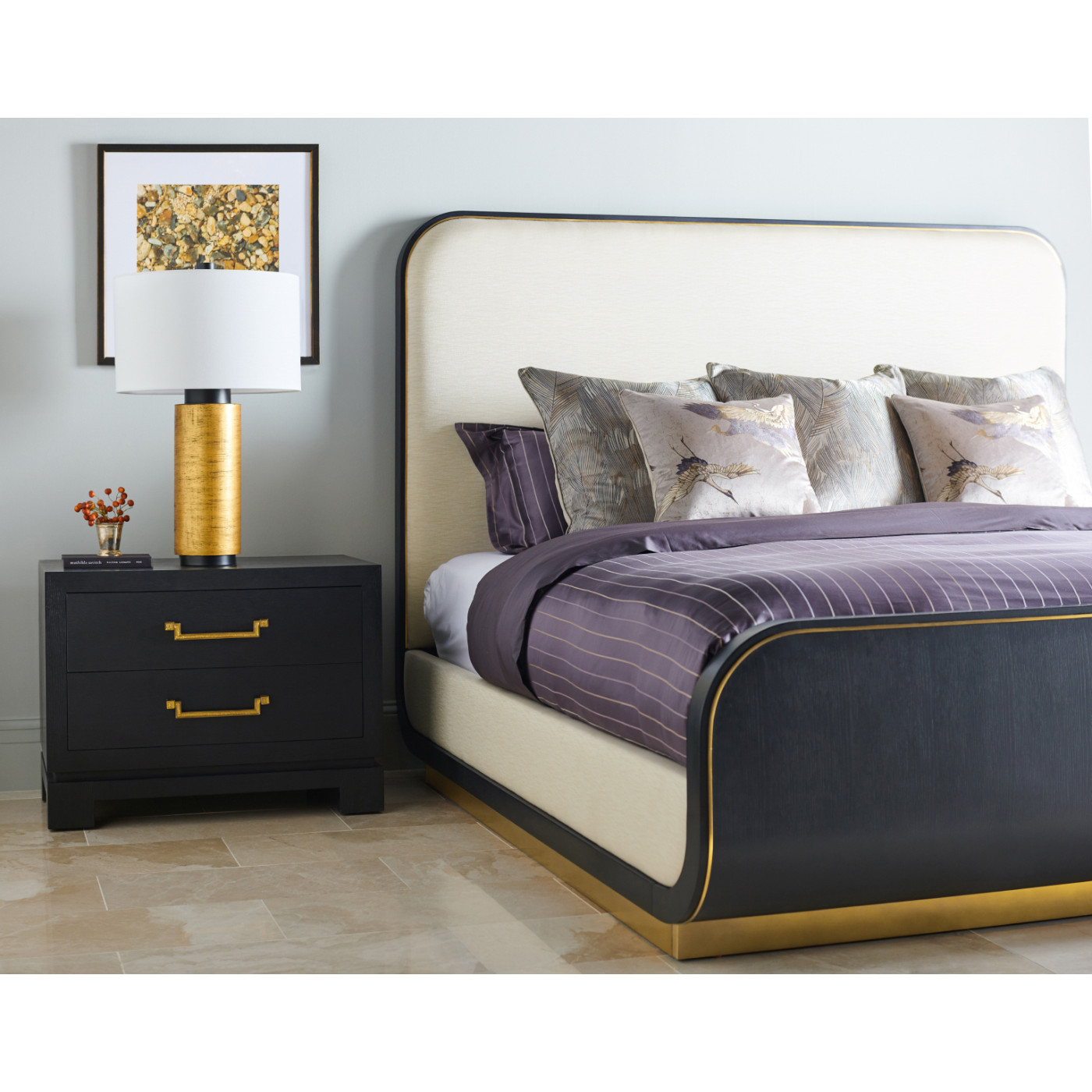 Fusion Curved Ebonised Oak UK Queen Bed