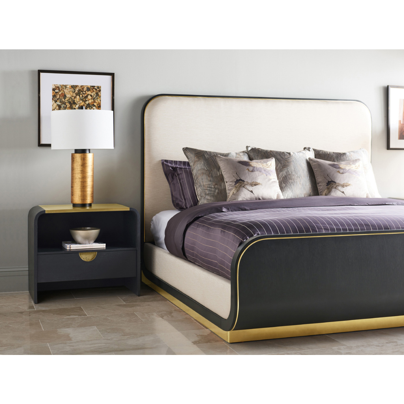 Fusion Curved Ebonised Oak US King Bed