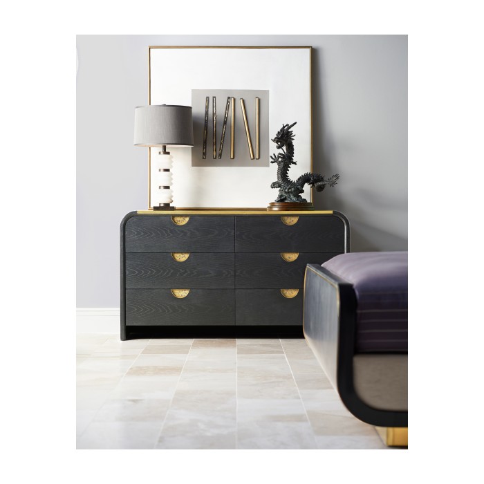 Fusion Curved Ebonised Oak US King Bed