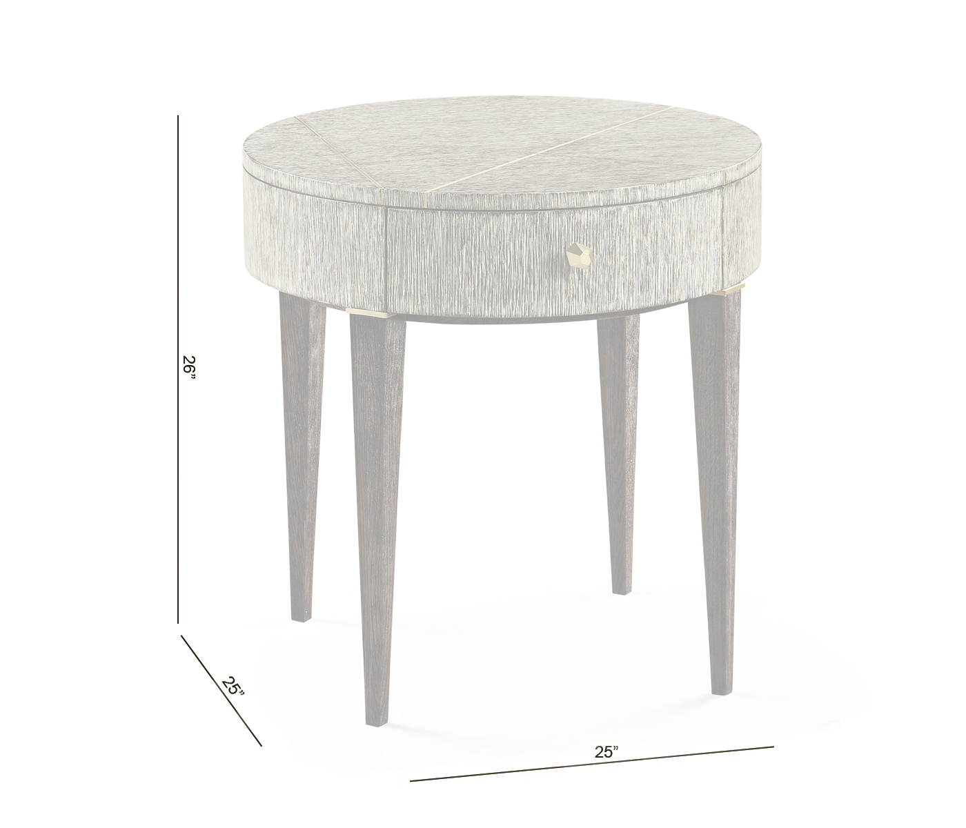 Geometric Circular Dark French Oak End Table with Drawer