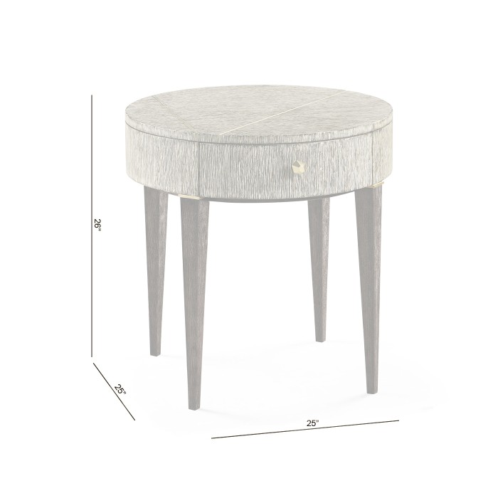 Geometric Circular Dark French Oak End Table with Drawer