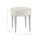 Geometric Circular Dark French Oak End Table with Drawer