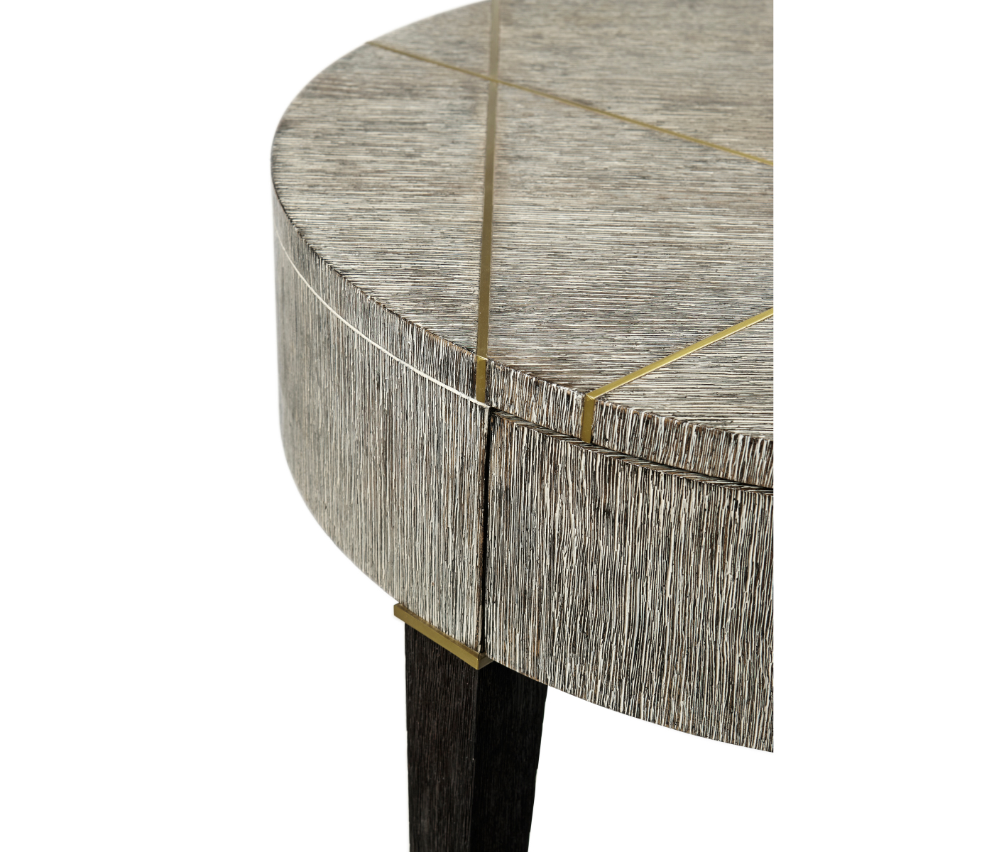 Geometric Circular Dark French Oak End Table with Drawer