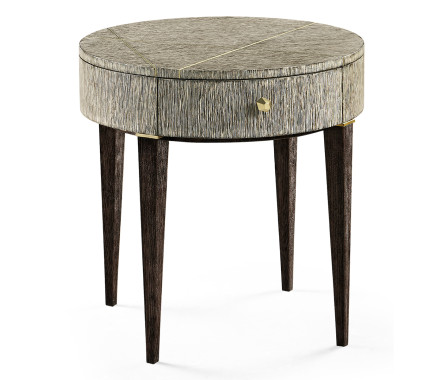 Geometric Circular Dark French Oak End Table with Drawer