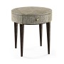 Geometric Circular Dark French Oak End Table with Drawer