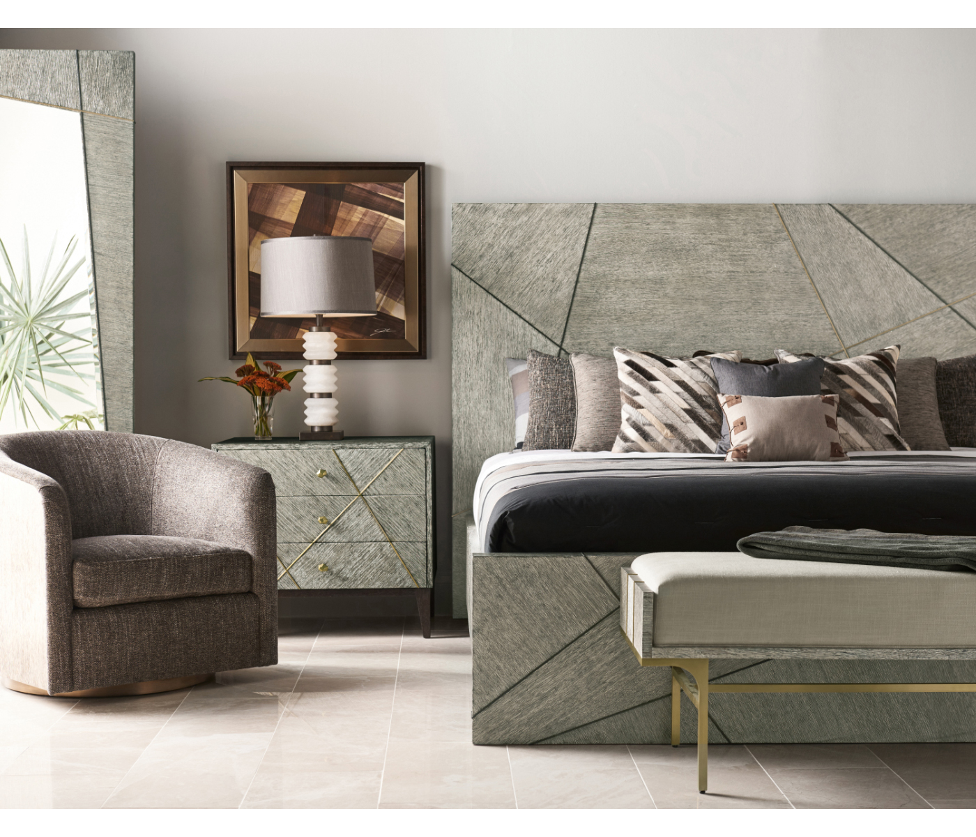 Geometric Transitional Bedside Chest