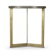 Geometric Round Oak & Brass End Table