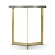 Geometric Round Oak & Brass End Table