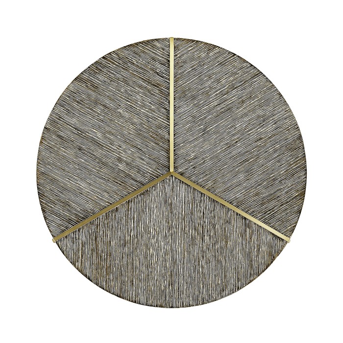Geometric Round Oak & Brass End Table