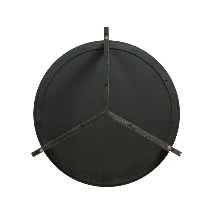 Geometric Round Oak & Brass End Table
