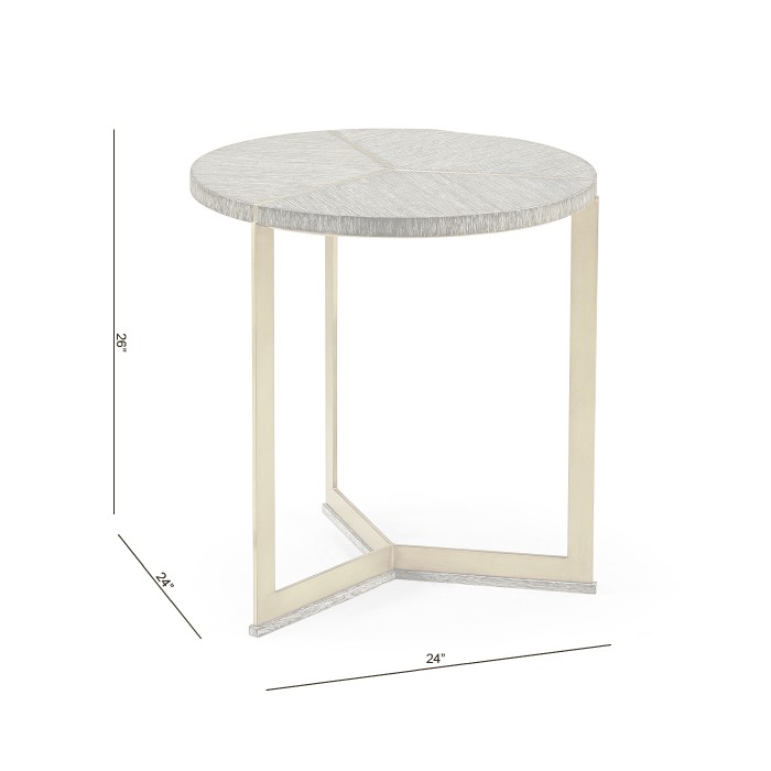 Geometric Round Oak & Brass End Table