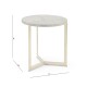 Geometric Round Oak & Brass End Table