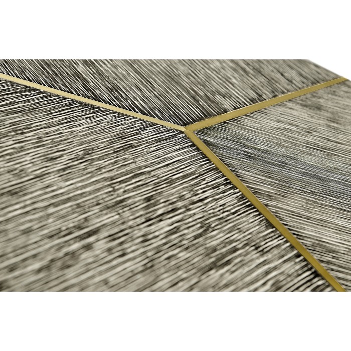 Geometric Round Oak & Brass End Table