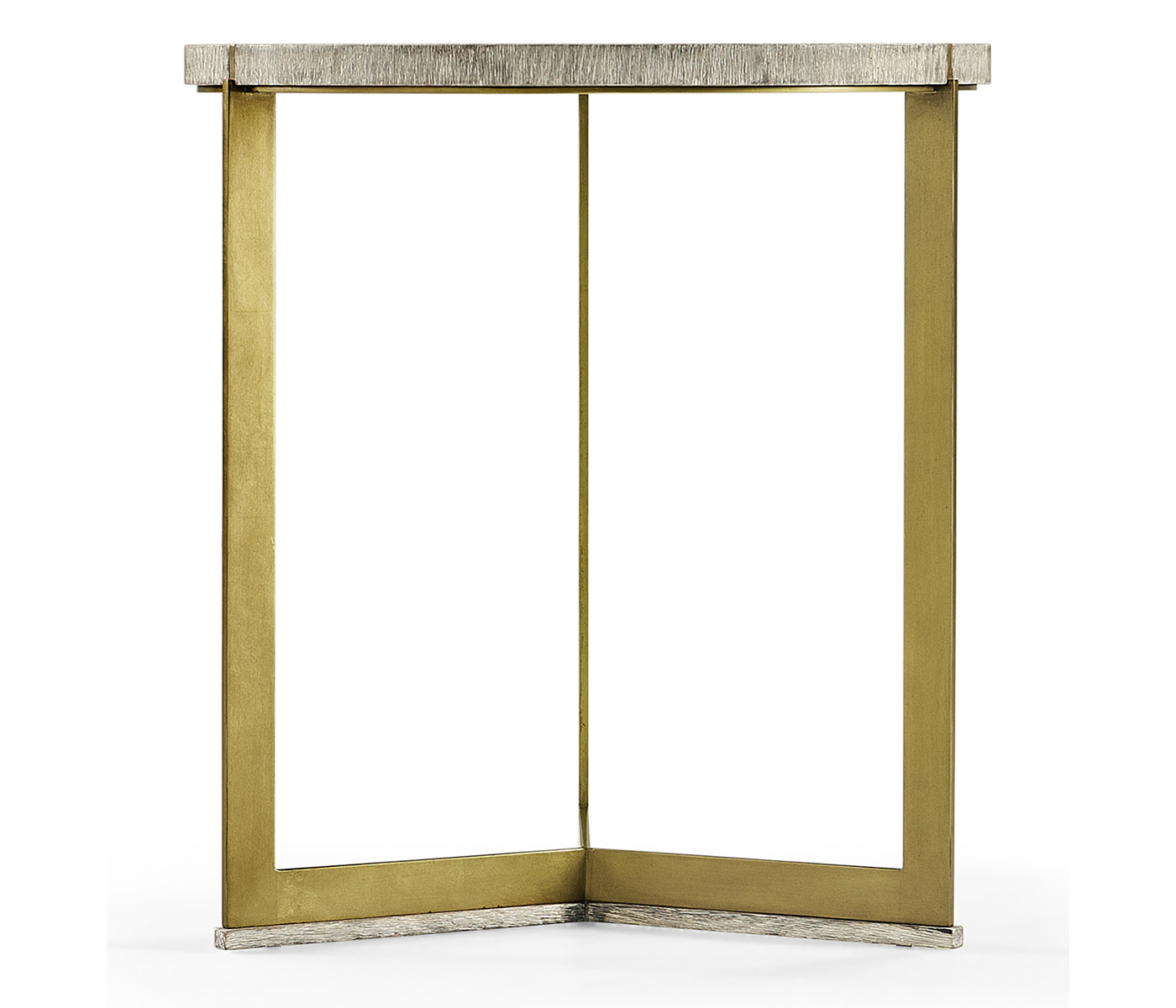 Geometric Round Oak & Brass End Table