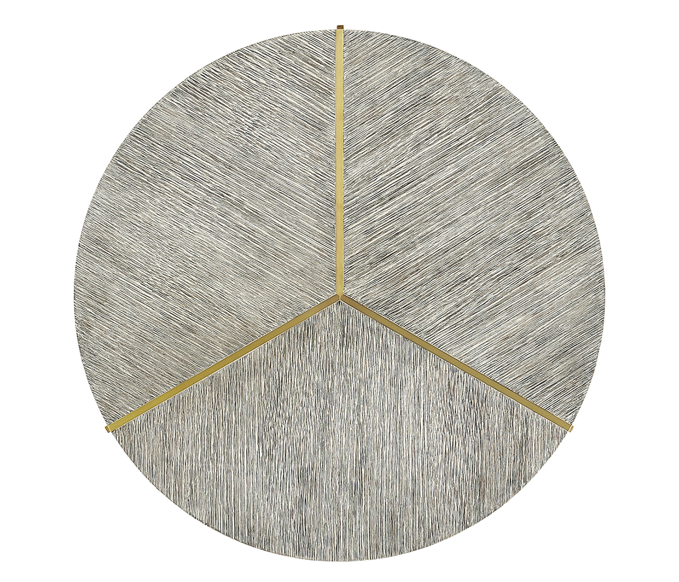 Geometric Round Oak & Brass End Table