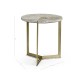 Geometric Round Oak & Brass End Table