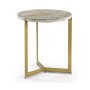 Geometric Round Oak & Brass End Table