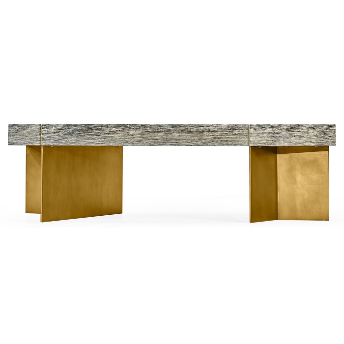 Geometric Rectangular Dark French Oak & Gilded Coffee Table