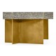 Geometric Rectangular Dark French Oak & Gilded Coffee Table