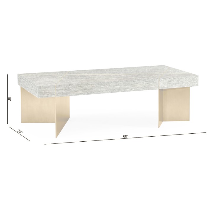 Geometric Rectangular Dark French Oak & Gilded Coffee Table