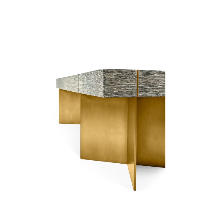 Geometric Rectangular Dark French Oak & Gilded Coffee Table