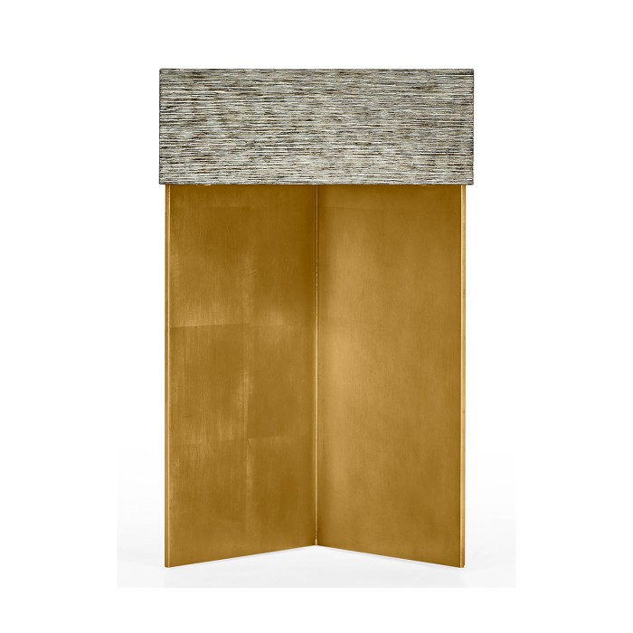 Geometric Rectangular Dark French Oak & Gilded End Table
