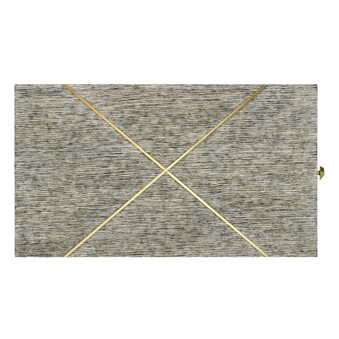 Geometric Rectangular Dark French Oak & Gilded End Table