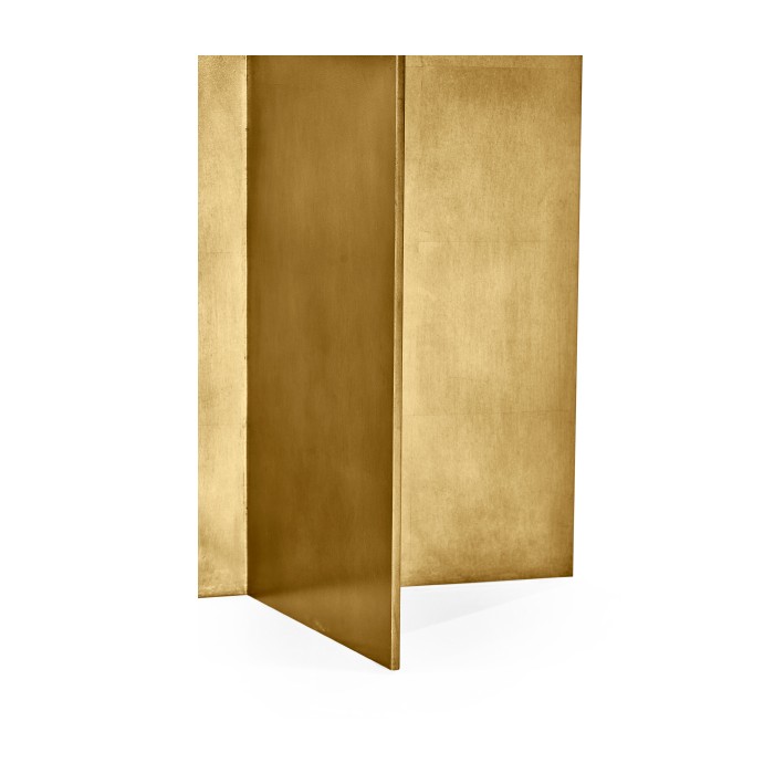 Geometric Rectangular Dark French Oak & Gilded End Table