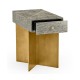 Geometric Rectangular Dark French Oak & Gilded End Table
