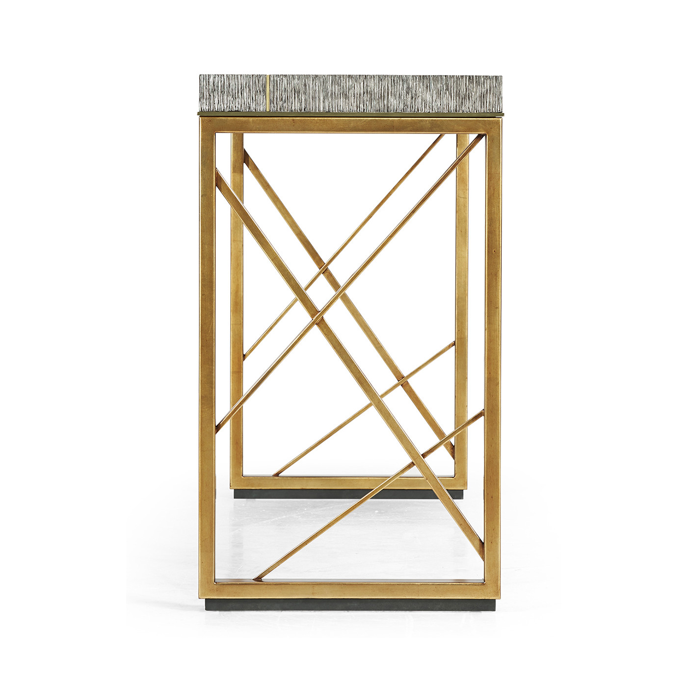 Geometric Dark French Oak & Gilded Console Table