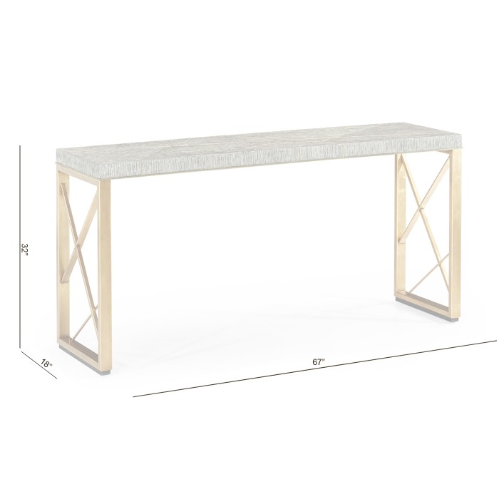 Geometric Dark French Oak & Gilded Console Table