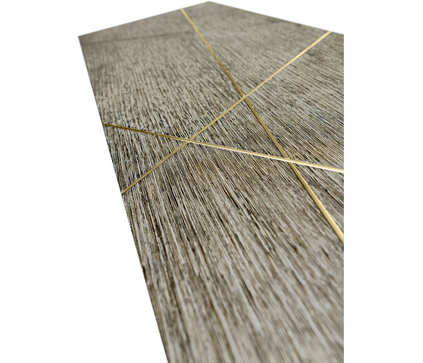 Geometric Dark French Oak & Gilded Console Table