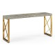 Geometric Dark French Oak & Gilded Console Table