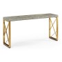 Geometric Dark French Oak & Gilded Console Table