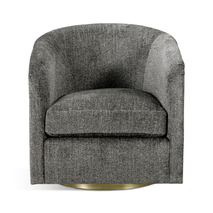 Geometric Dark French Oak Swivel Chair