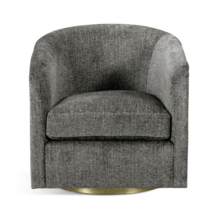 Geometric Dark French Oak Swivel Chair