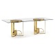 Fusion Rectangular Chinoiserie Antique Etched Brass Dining Table 87