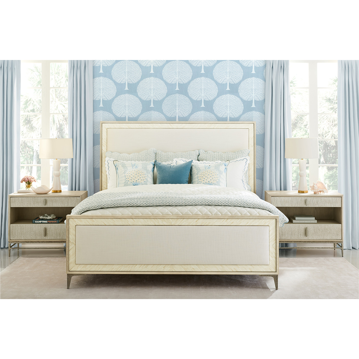 Tideline Bone & Linen-Blend Upholstered Cali King Bed