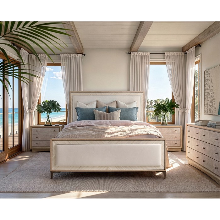 Tideline Bone & Linen-Blend Upholstered Cali King Bed