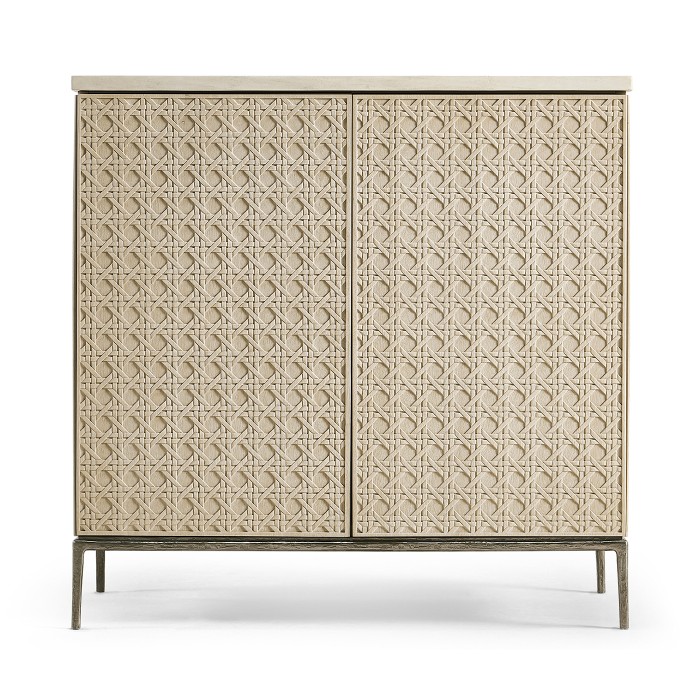 Cnoidal Carved Cane Door Chest