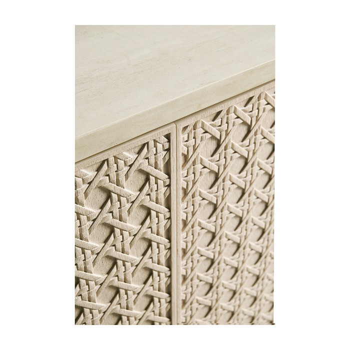 Cnoidal Carved Cane Door Chest