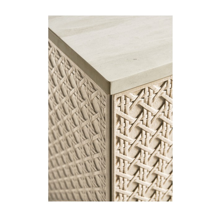 Cnoidal Carved Cane Door Chest