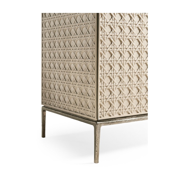 Cnoidal Carved Cane Door Chest