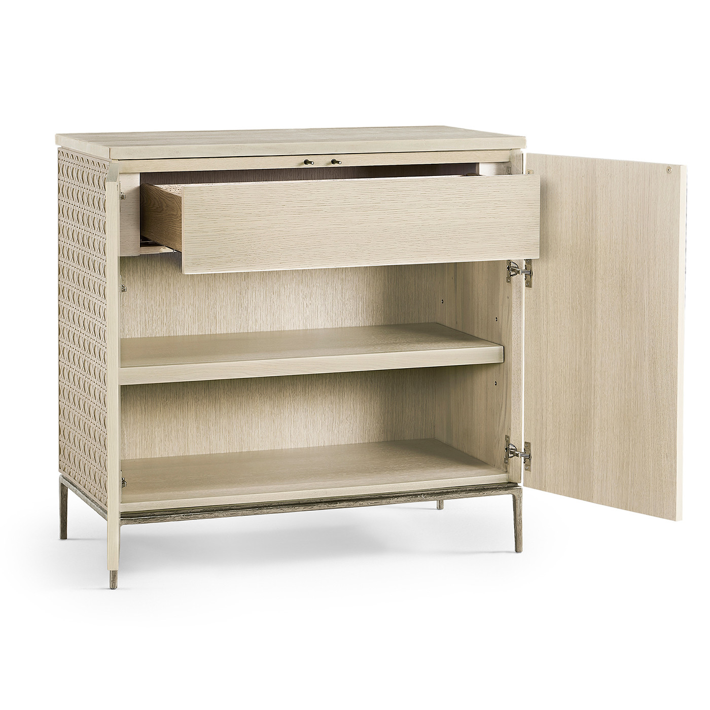 Cnoidal Carved Cane Door Chest