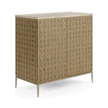 Cnoidal Carved Cane Door Chest