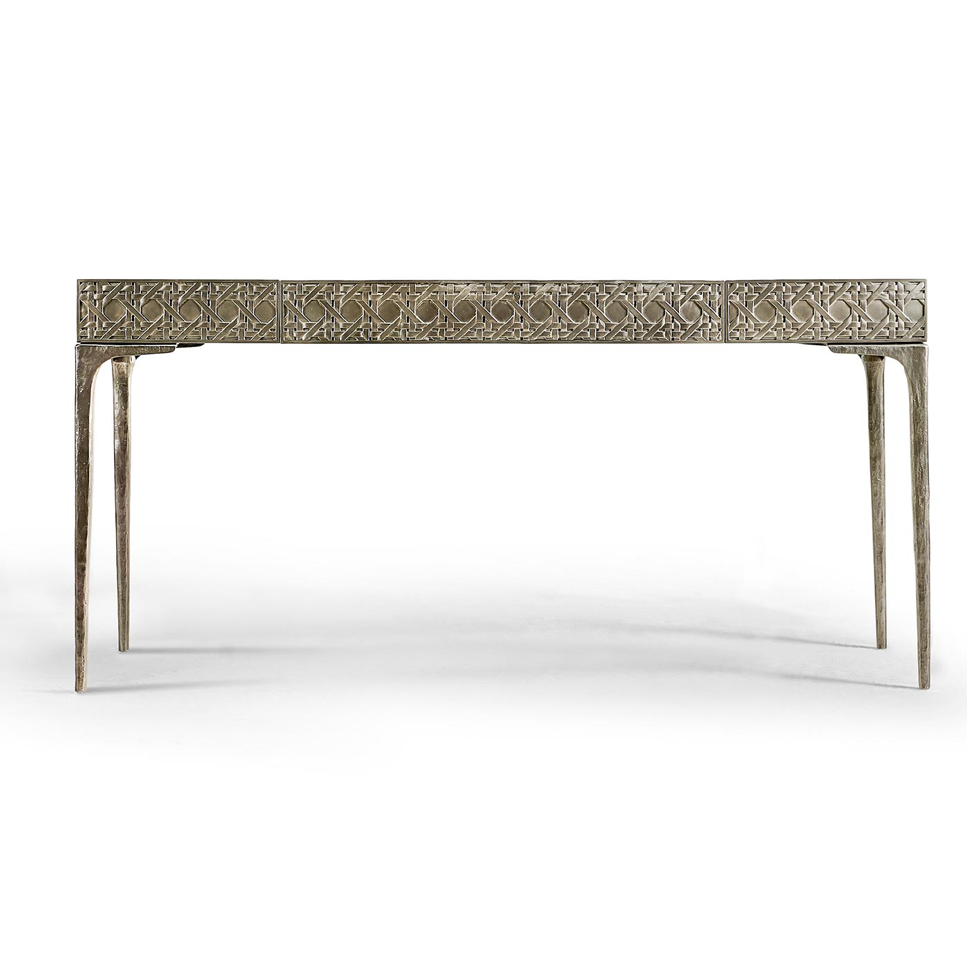 Cnoidal Cane Carved Metal Desk