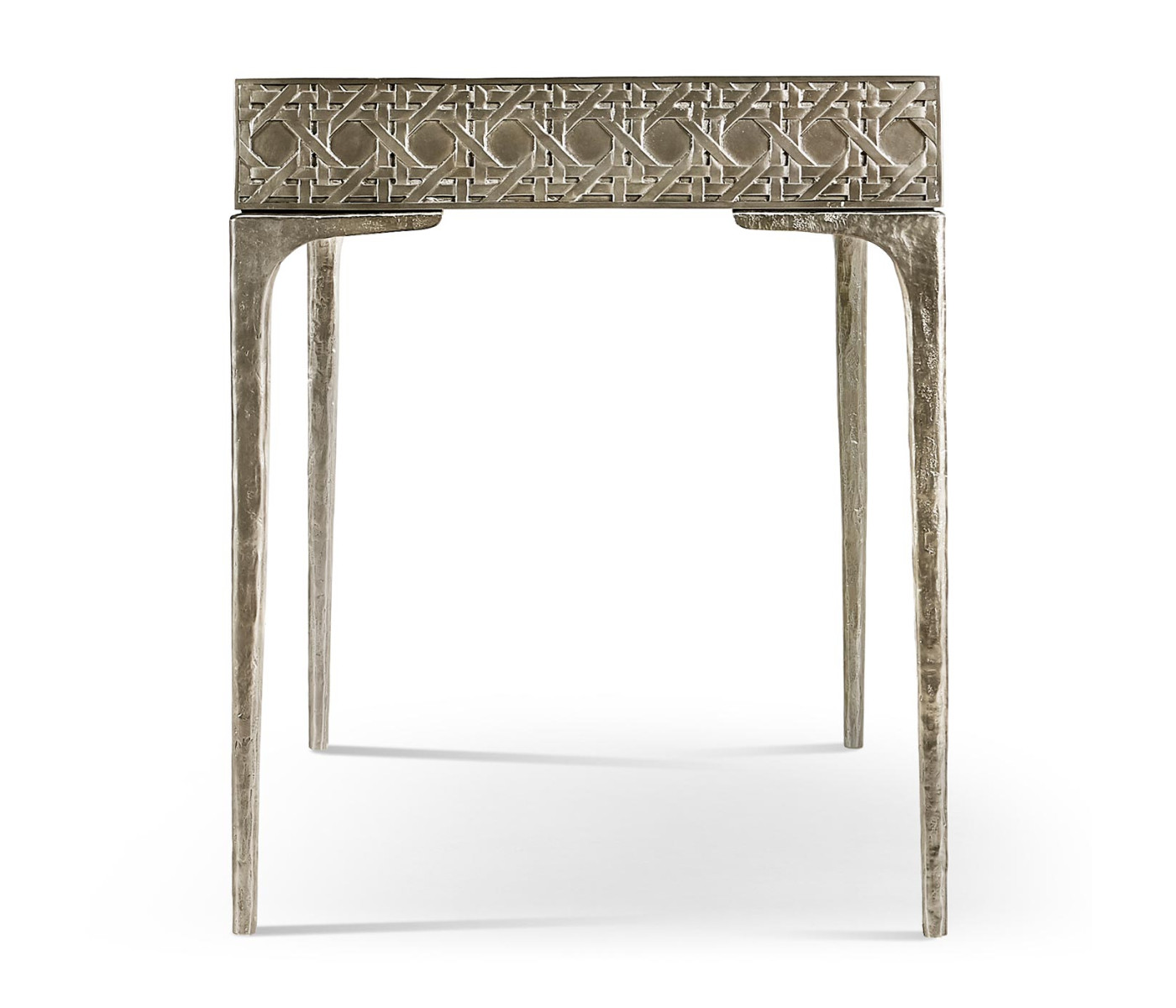 Cnoidal Cane Carved Metal Desk