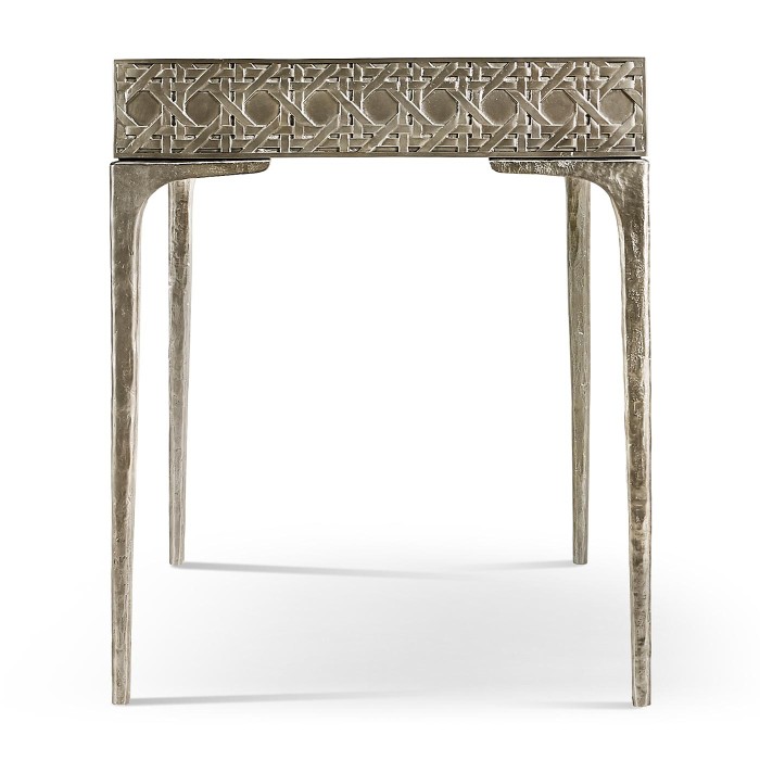 Cnoidal Cane Carved Metal Desk