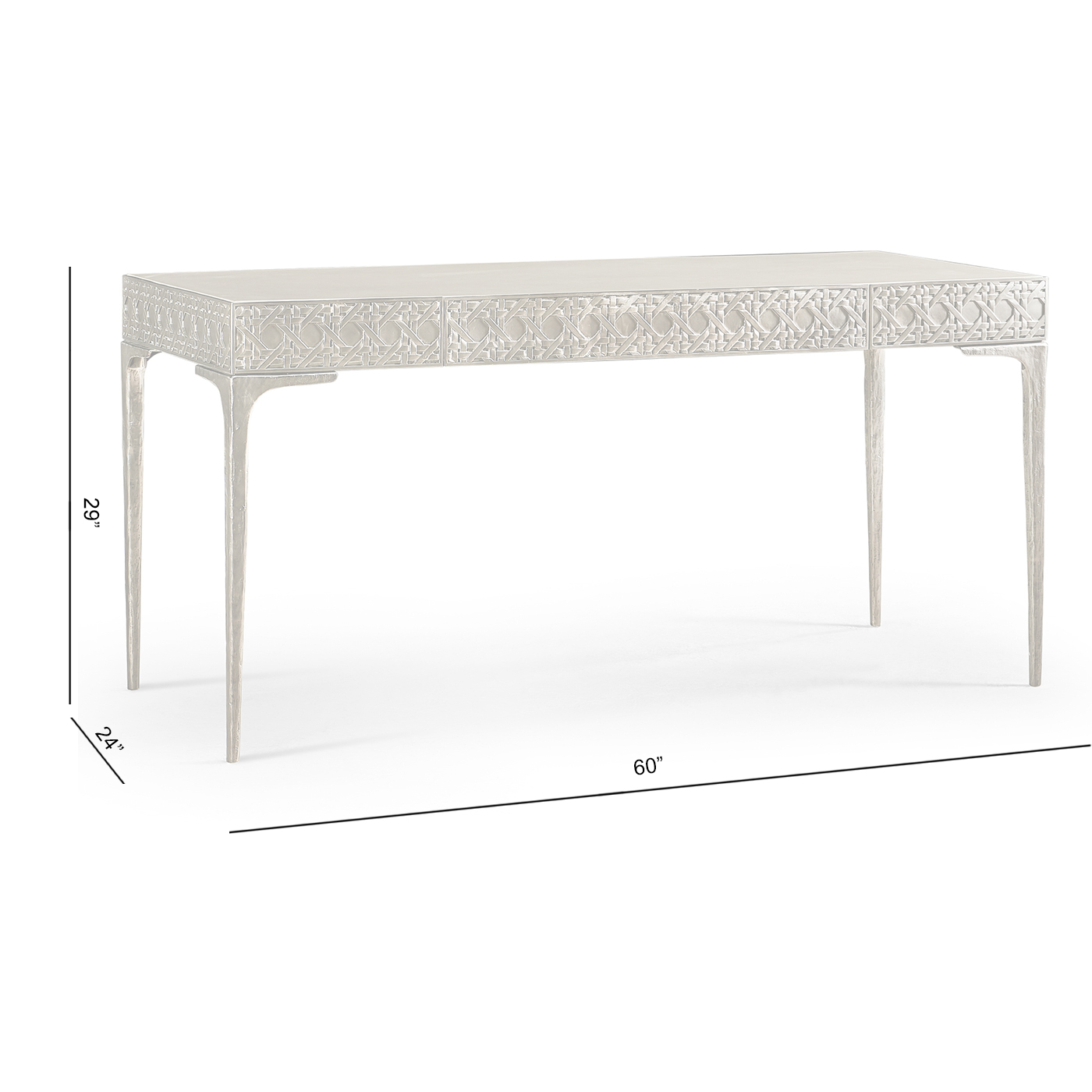 Cnoidal Cane Carved Metal Desk